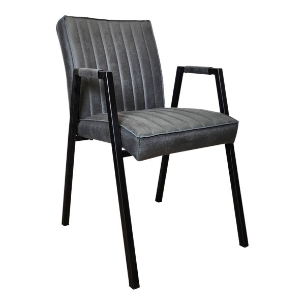 StarFurn Eetkamerstoel Tivoli - Antraciet - Incl. Armleuning - 52x65x88cm - Set van 2