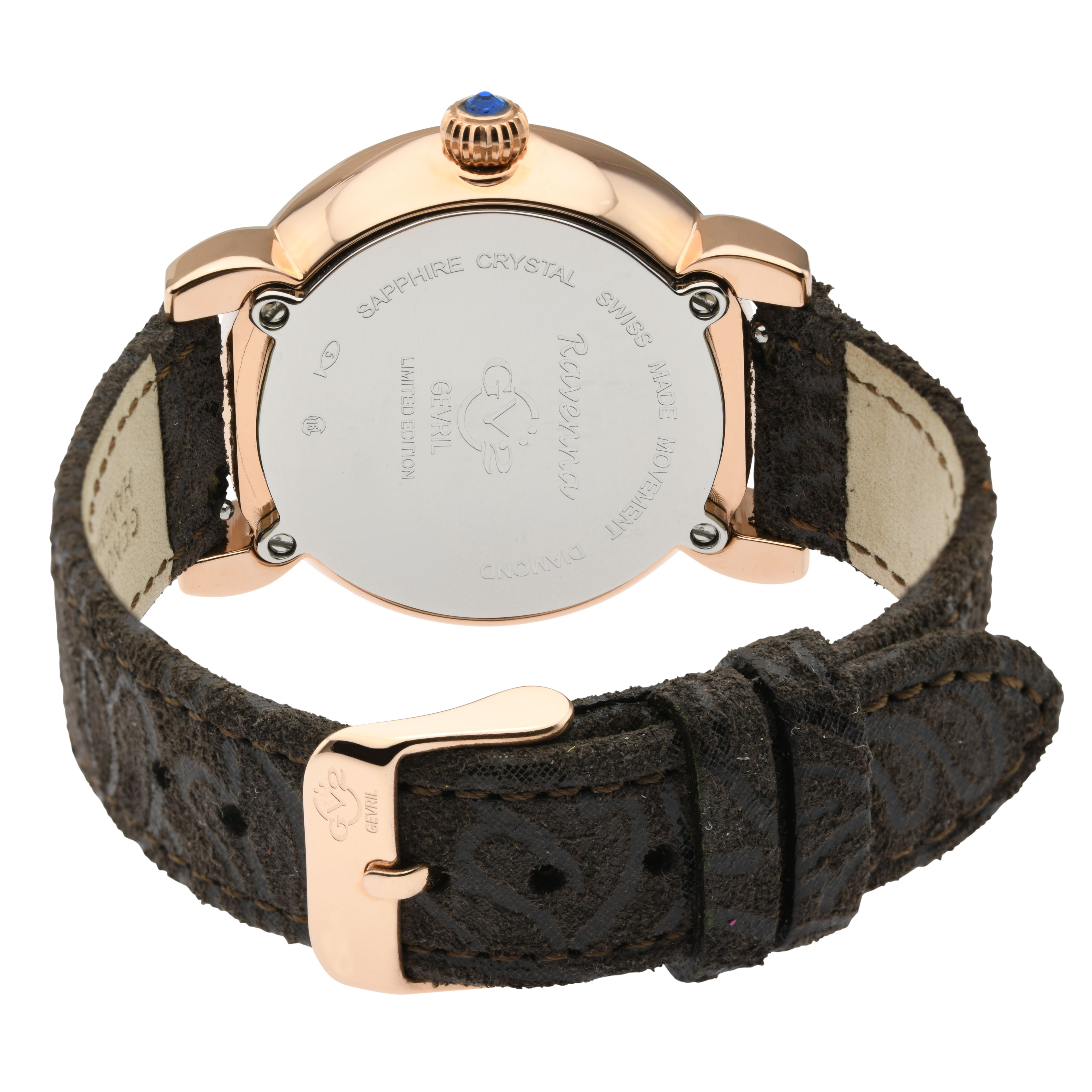 GV2 Ravenna Floral, Swiss Quartz Watch, MOP Mosaic Dial, Genuine Hand Made Italian Calfskin Leather, and Sapphire Crystal