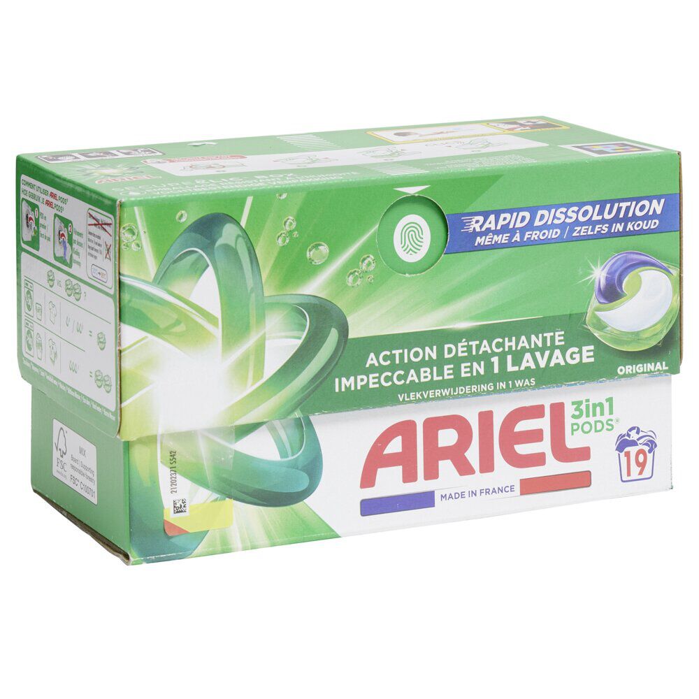 Lessive capsule Ariel Original 3en1 Pods 19 lavages