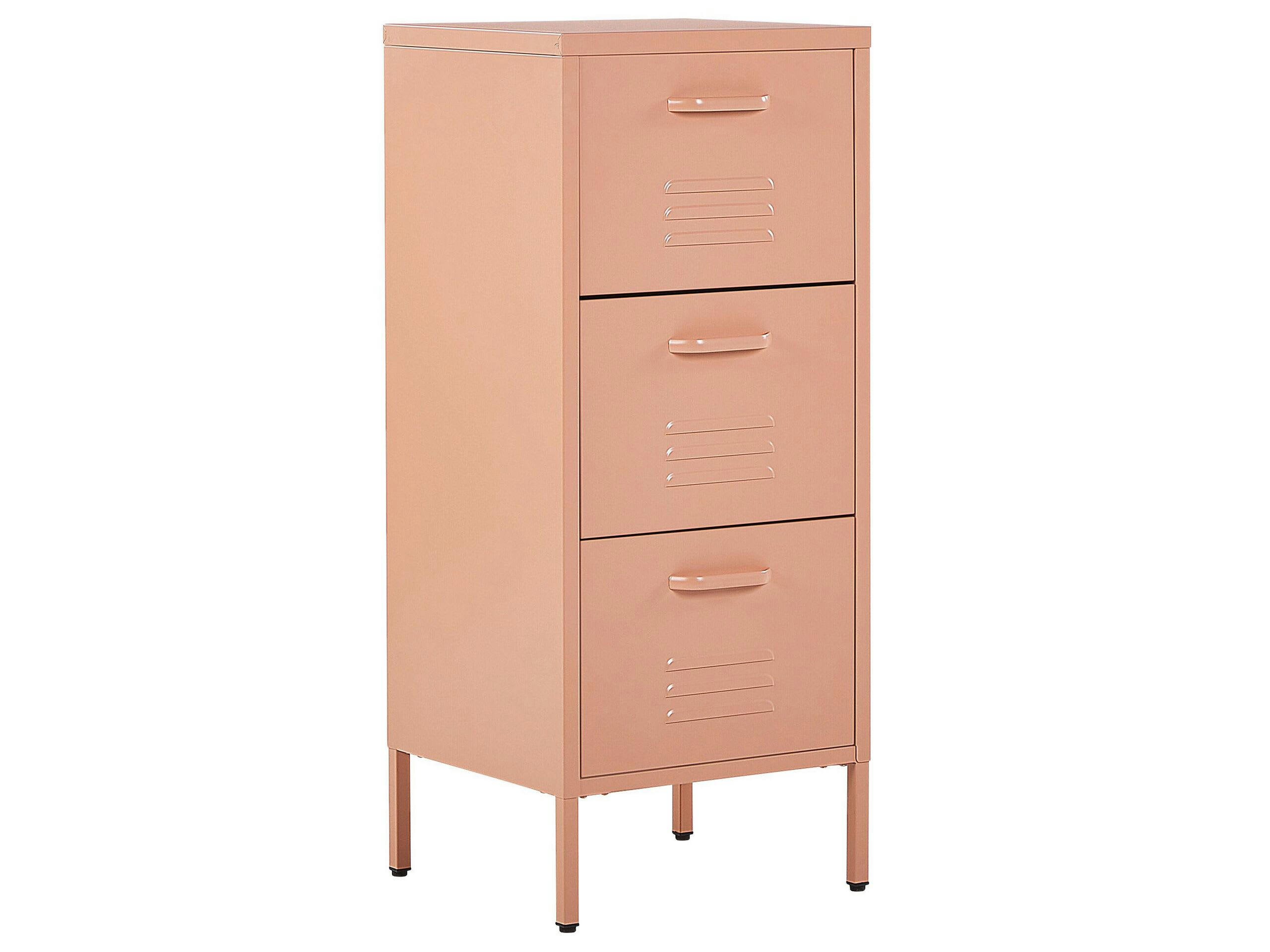 WOSTOK - Armoire 3 tiroirs en acier rose pêche