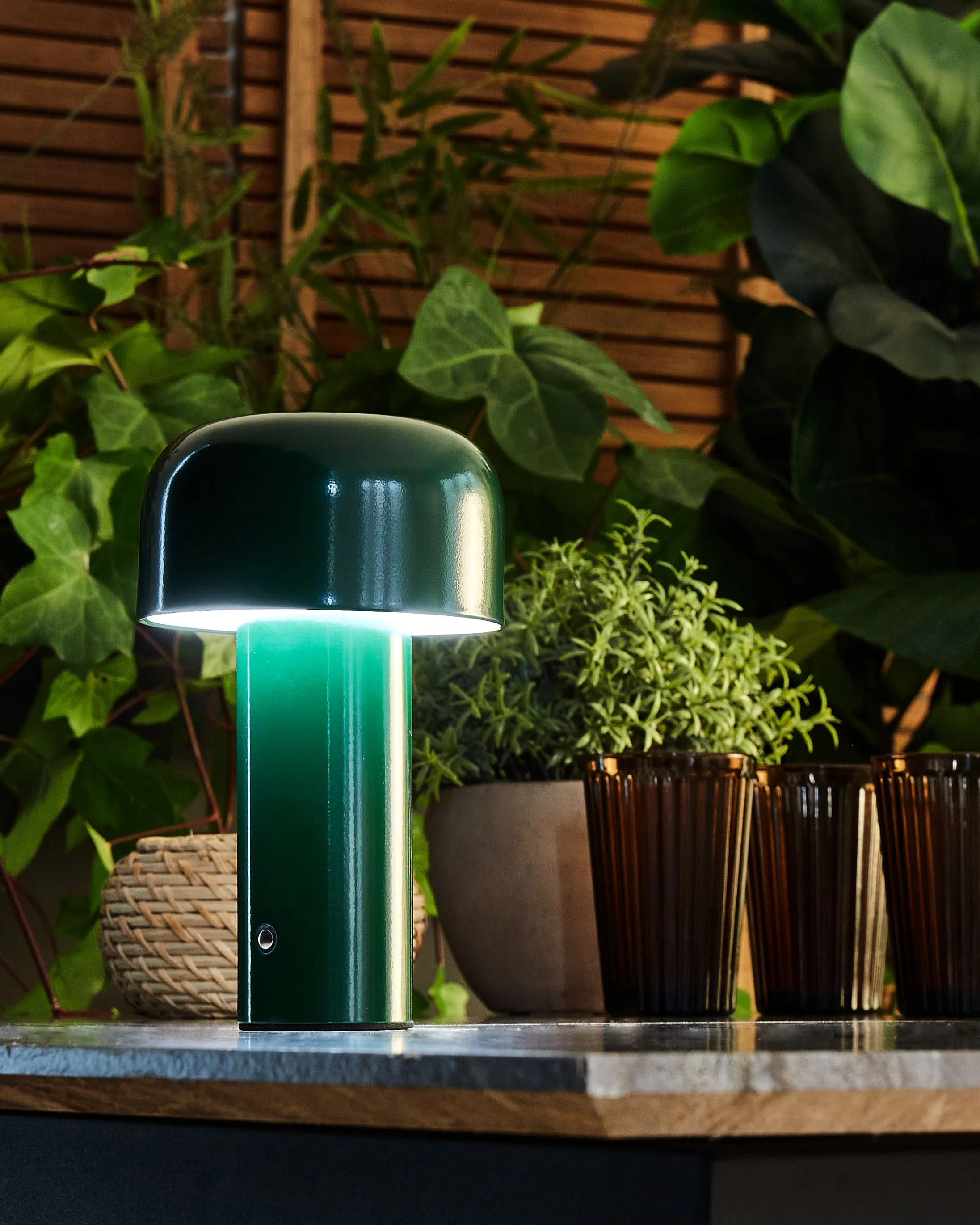 Wireless LED Table Lamp BESOS with Dimmer Metal Green