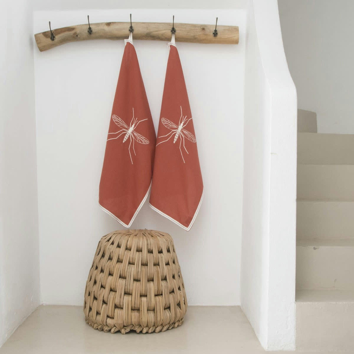 MOSQUITO - Torchons (x2) coton  50x75 terracotta