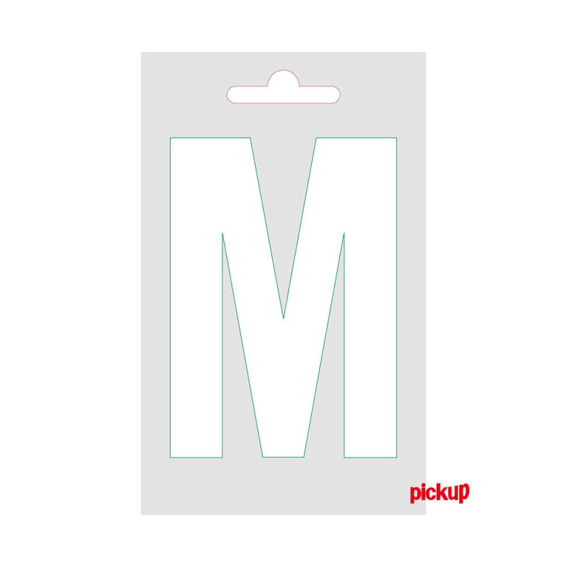 Lettre M adhésive blanche 9 cm PICKUP