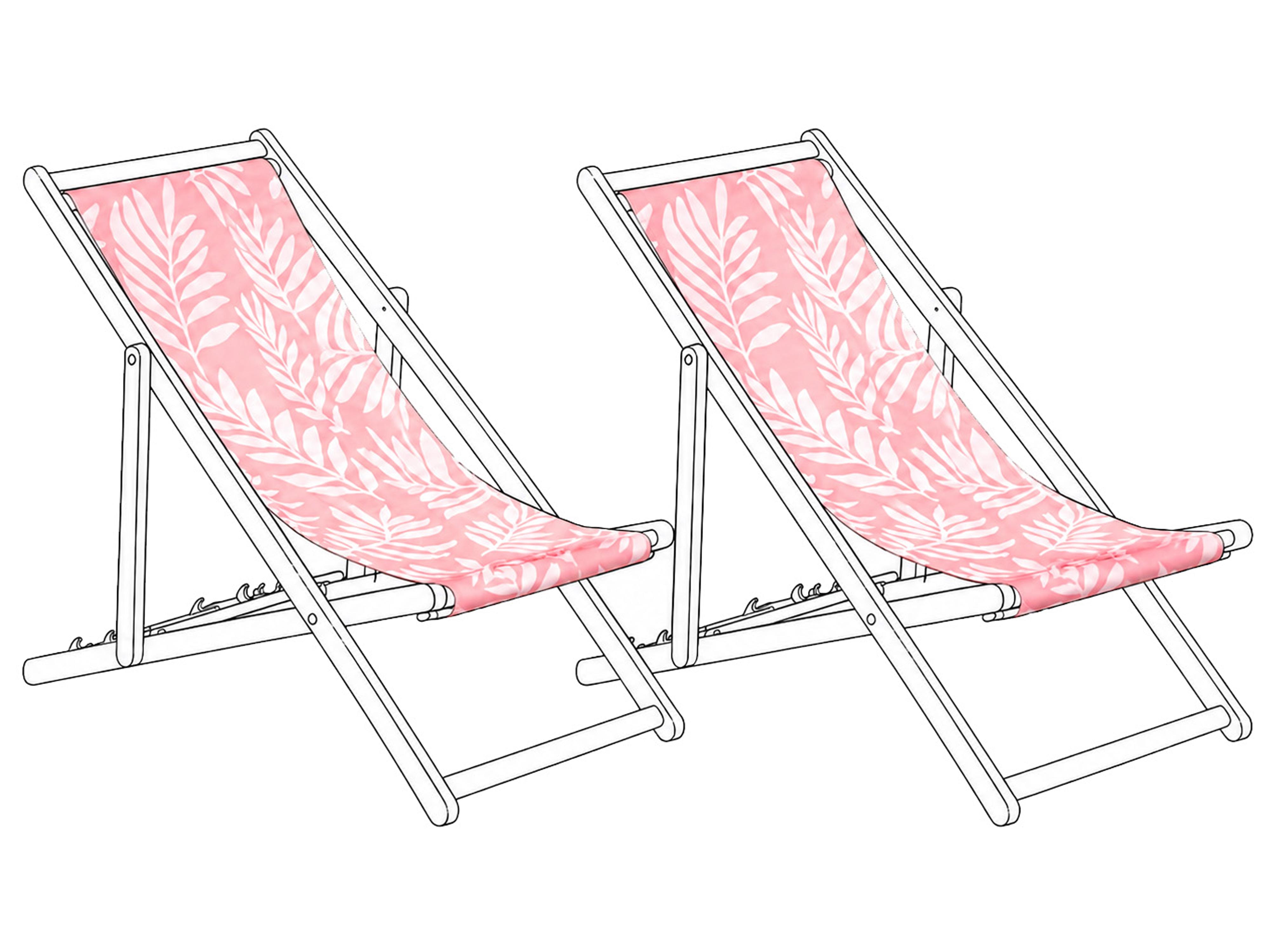 Set of 2 Sun Lounger Replacement Fabrics ANZIO/AVELLINO 113 x 44 cm Pink