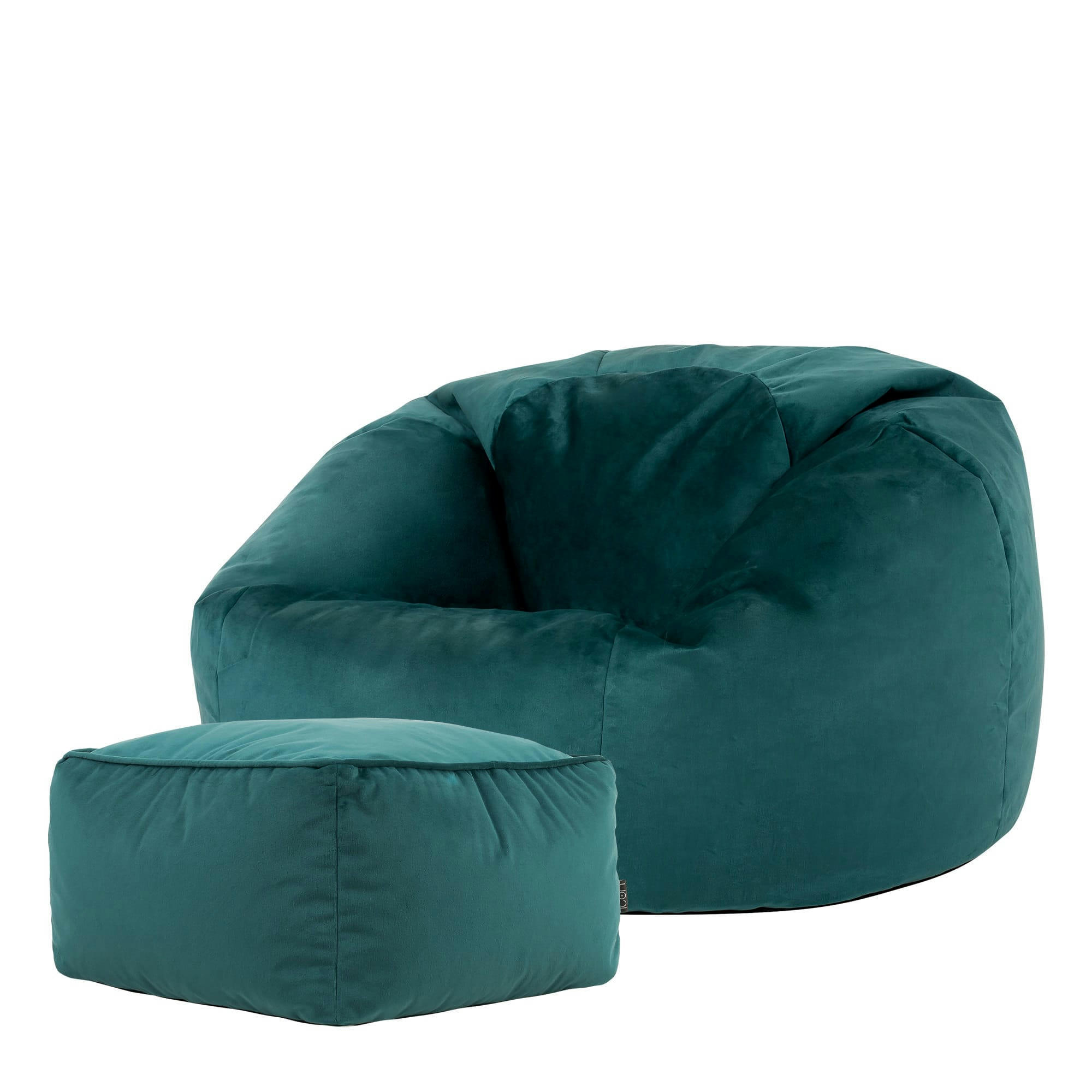 AURORA - Pouf avec repose-pied velours vert canard
