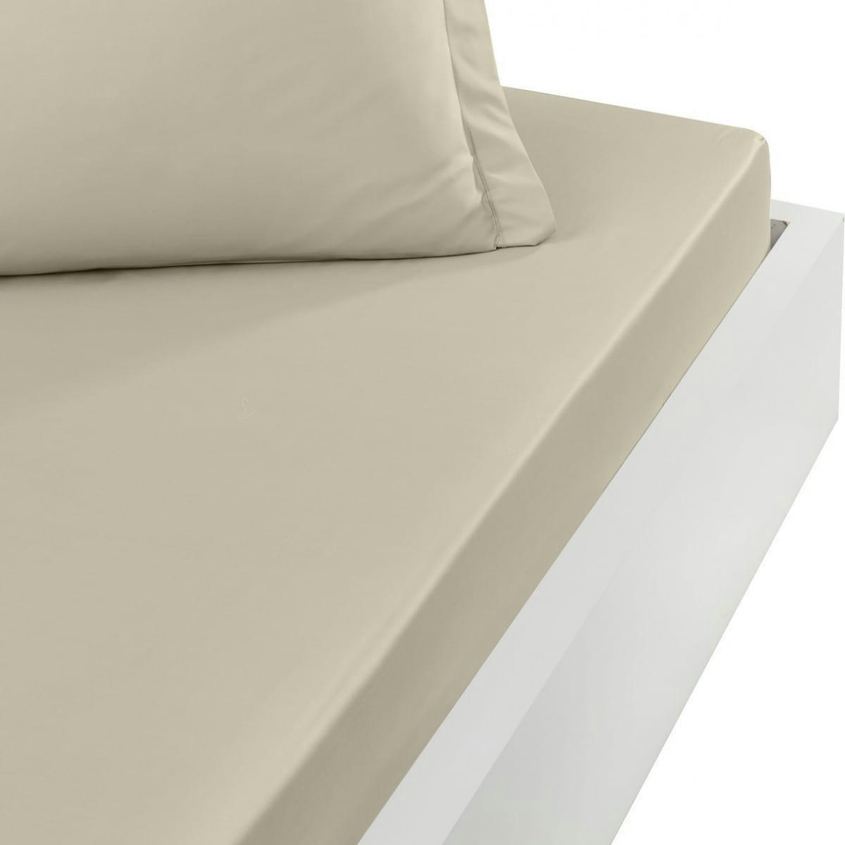 SOFT PERCALE - Drap housse en percale de coton Ficelle 200x200 cm