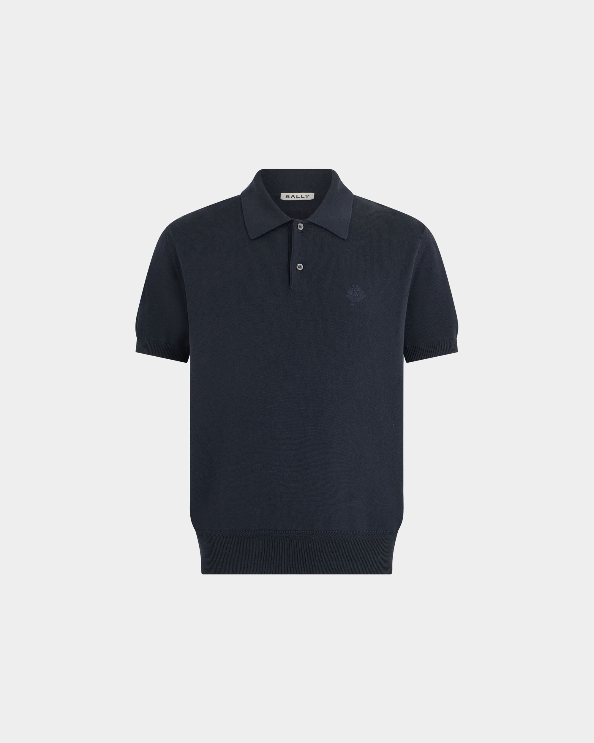 Poloshirt aus Baumwolle und Seide in Navy Blue