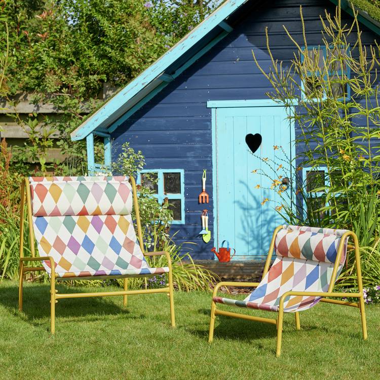 Habitat Teka Metal Garden Chair - Harlequin