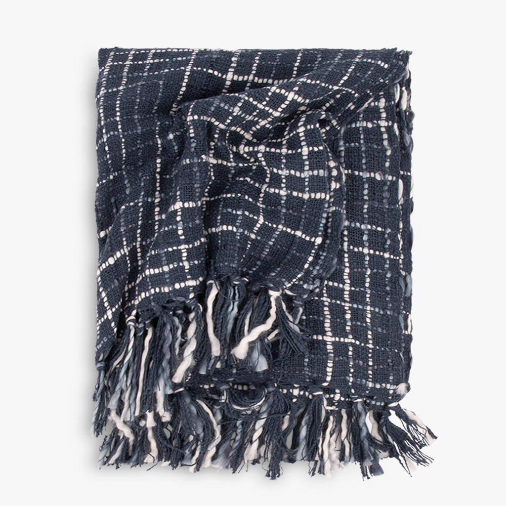 Manta Mescla com Franjas Turquesa Escuro 4EVERYDAY