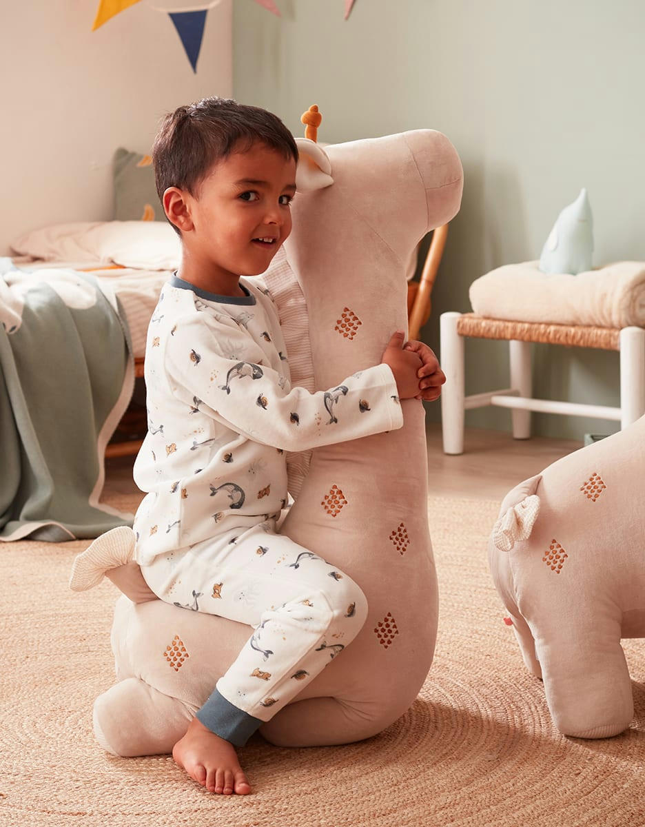 - Peluche extra large deco Tiga en veloudoux, beige/ocre