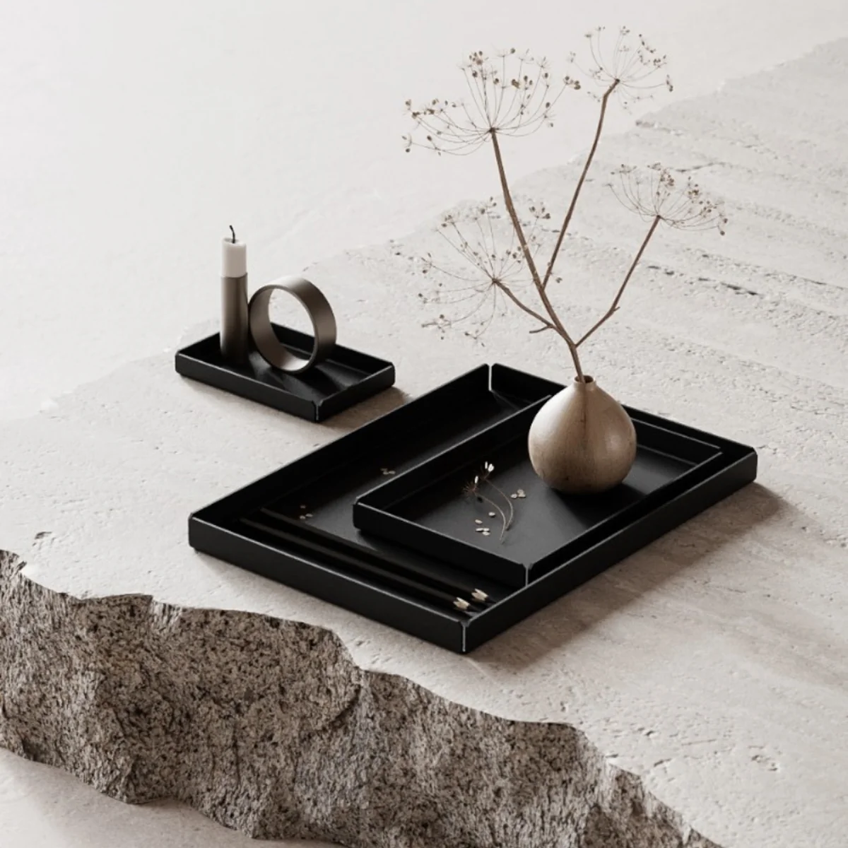 Nichba Design - Tablett, weiß (3er-Set)