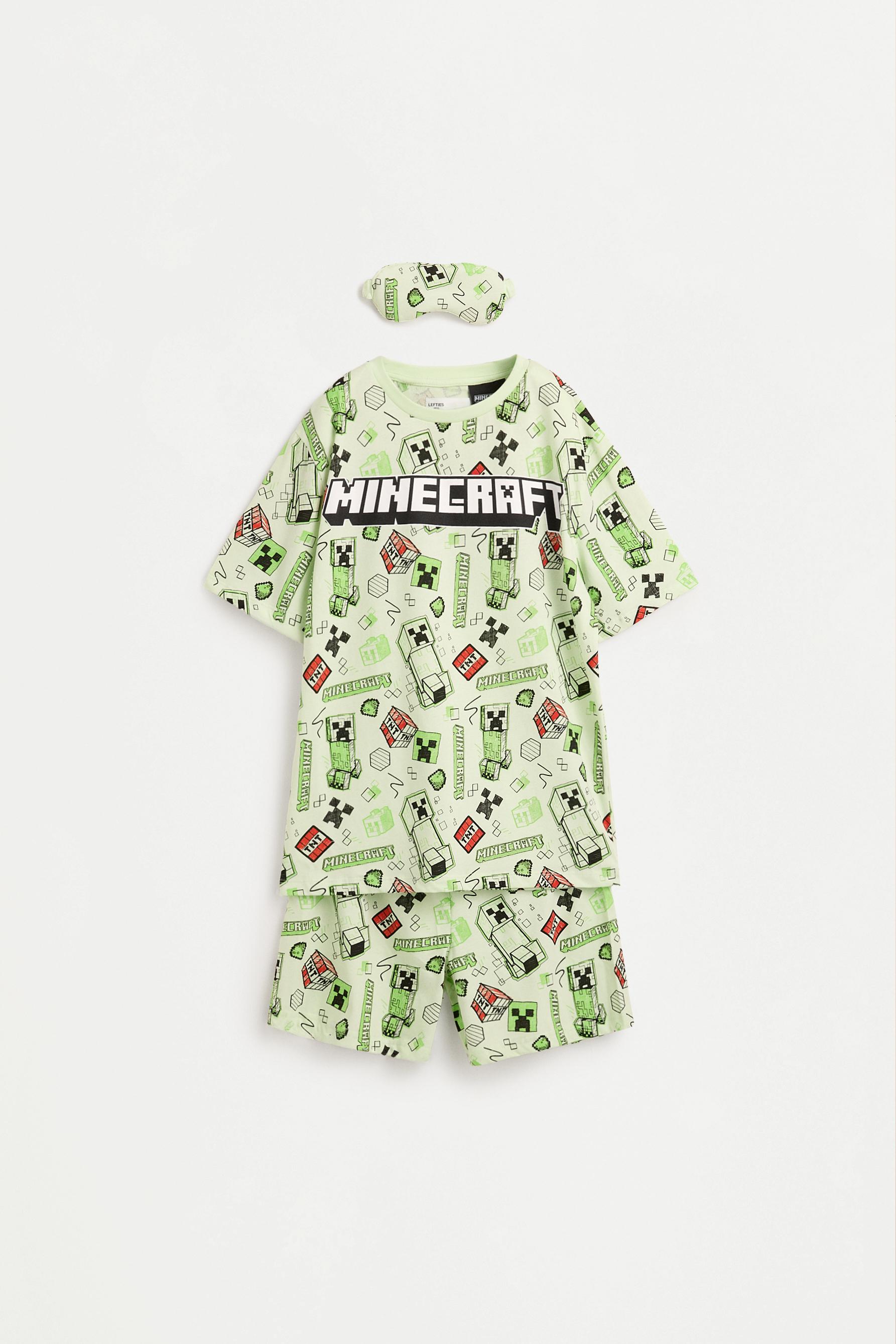 Pijama Minecraft corto con antifaz