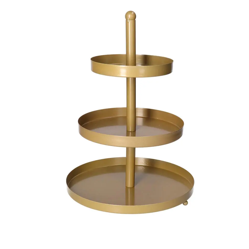 Etagere - goud - metaal - 3-laags - 25 x 35 cm - hapjes/high tea
