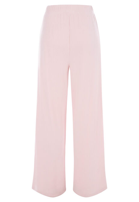 Womens Pink Waffle Wide Leg Pyjama Bottoms