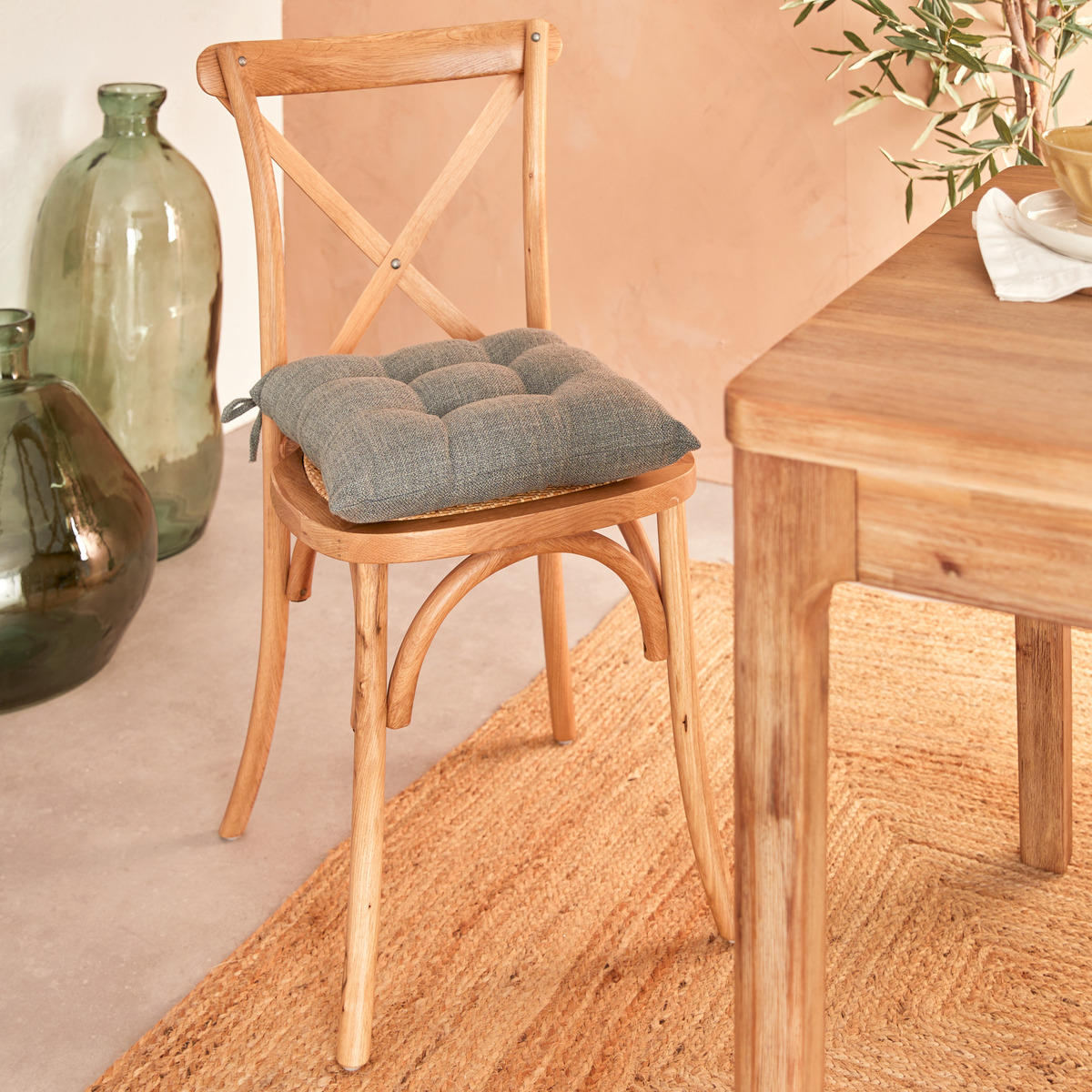 Chair pad "Clem" Dark Green, 38x38 cm