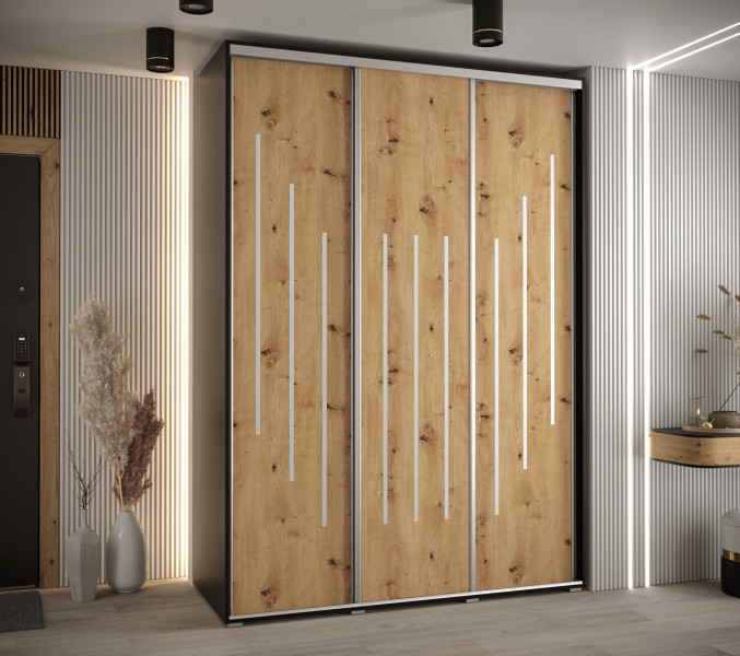 Szafa przesuwna 60 wysoka Davos 8 180 czarny artisan srebrny