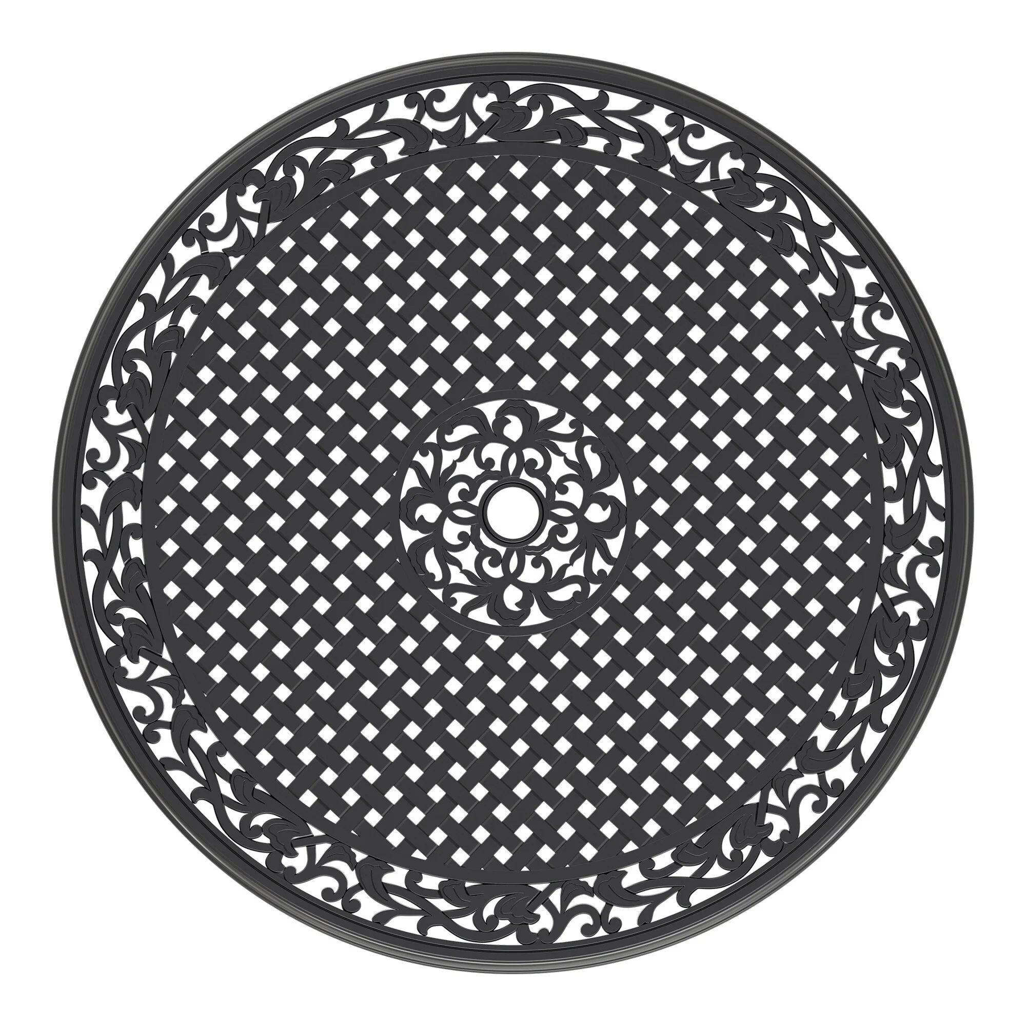 Cast Aluminum Patio Dining Table with Frame and Umbrella Hole