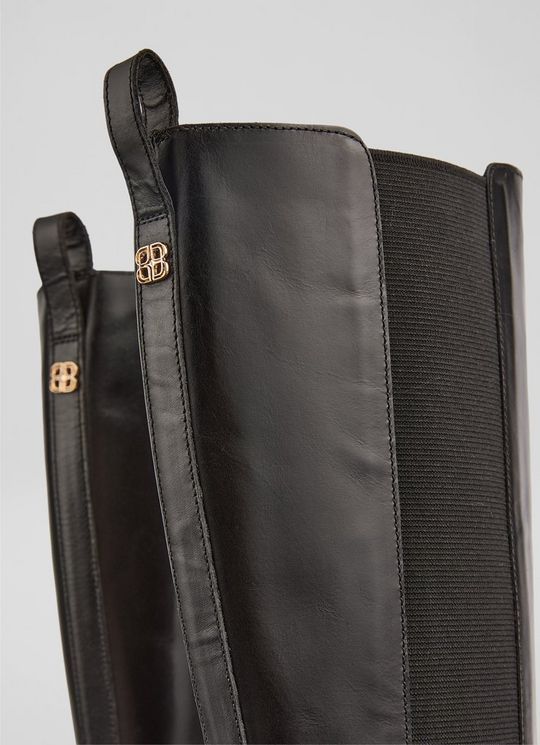 Zara Black Leather Knee Boots