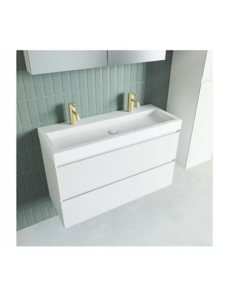 Lavabo SPRING VOW RIHO 100x46x8 cm 2 trous en composite de marbre