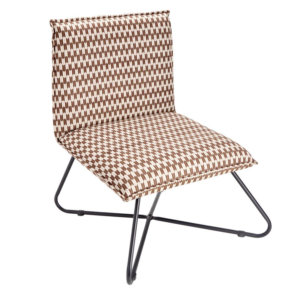 Fauteuil relax Joseph pied métal noir et tissu marron et noir 75x65xH78cm
