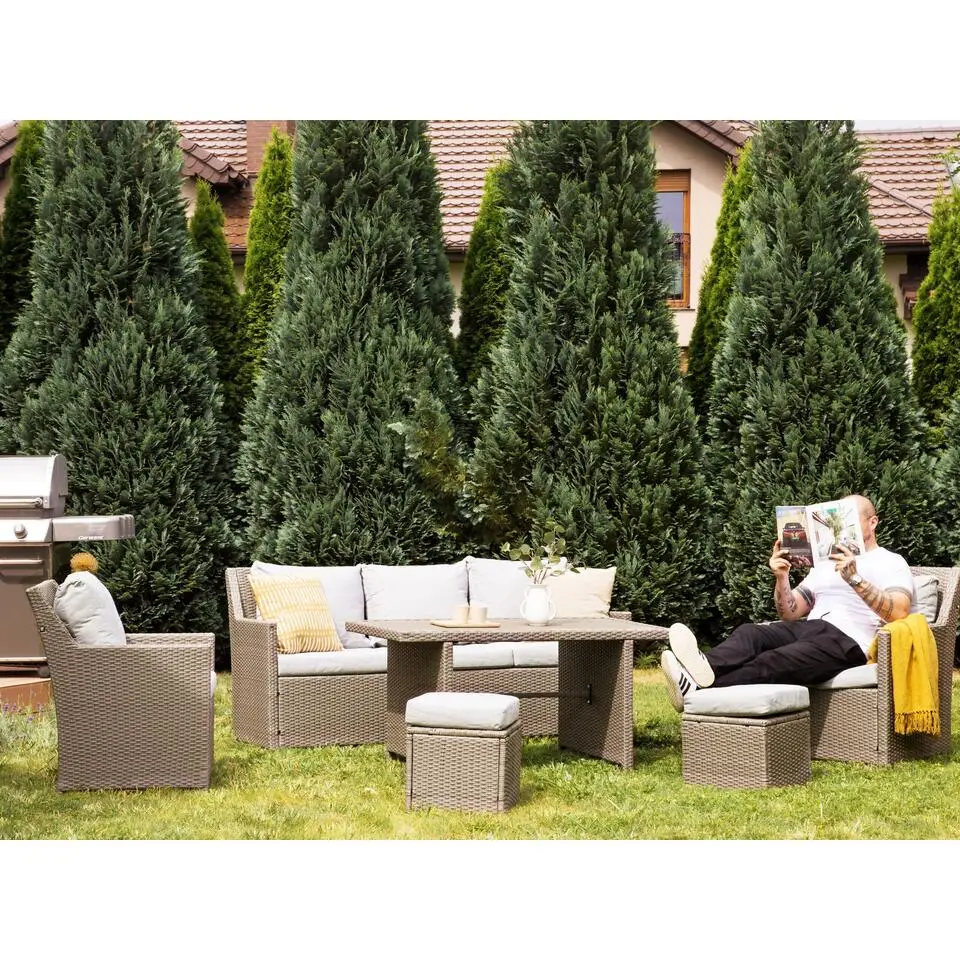 FONTI - Loungeset voor 5 - Natuurlijk - PE rotan