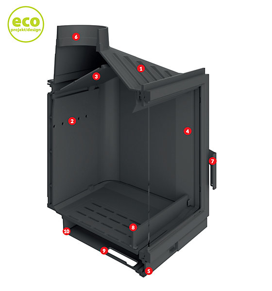 INSERT KFD ECO iLUX 90 L-R - Angle: Gauche - Volet : Avec - Support : Sans - Entrée d'air direct : Avec
