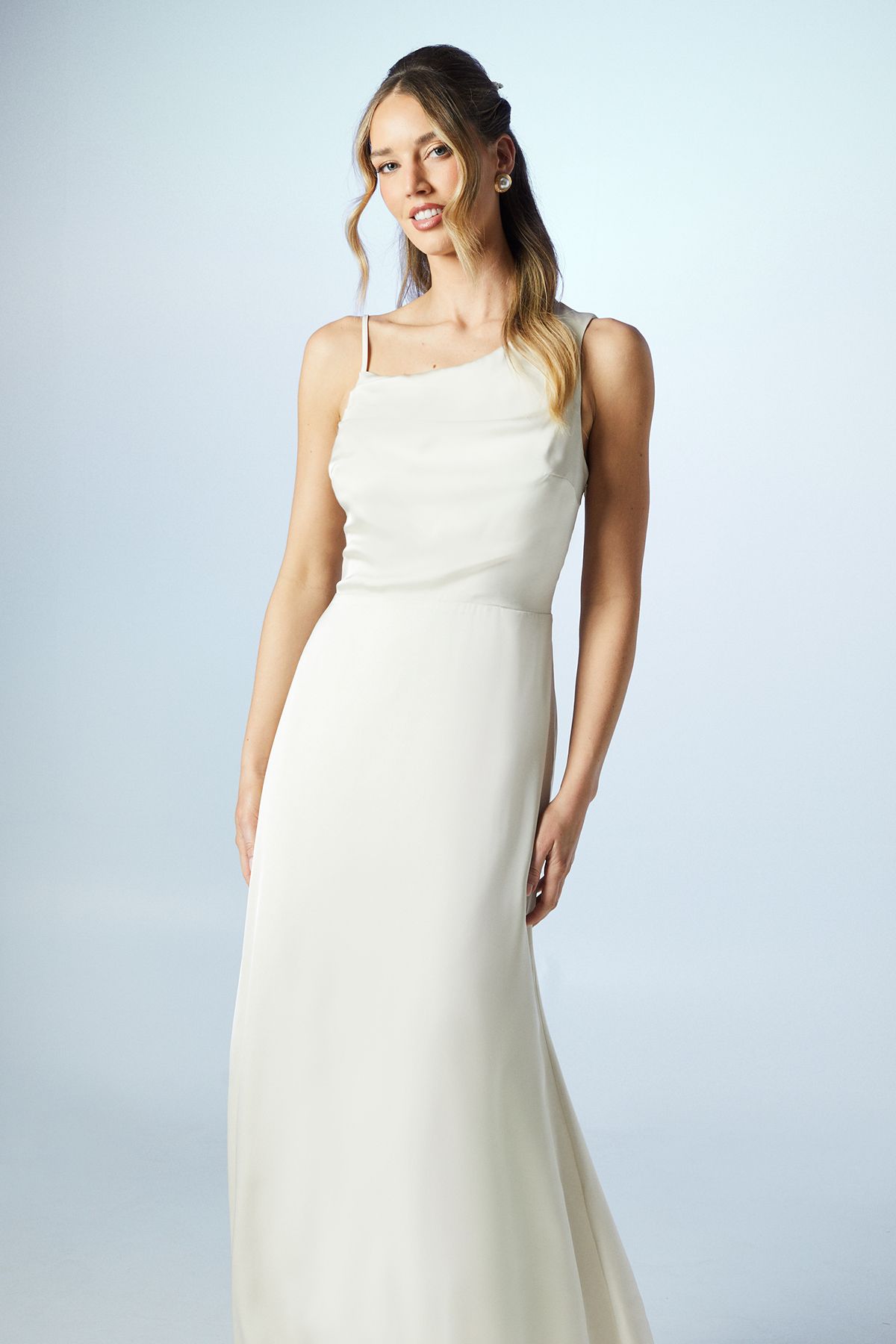 Coast Asymmetric Shoulder Satin Maxi Bridesmaid Dress