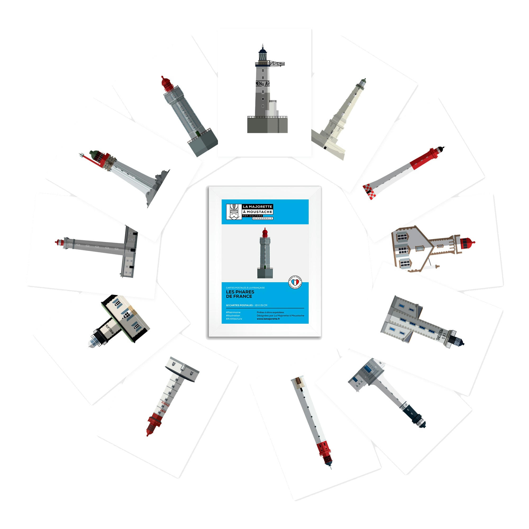 - Etui 12 cartes postales - Les phares de France