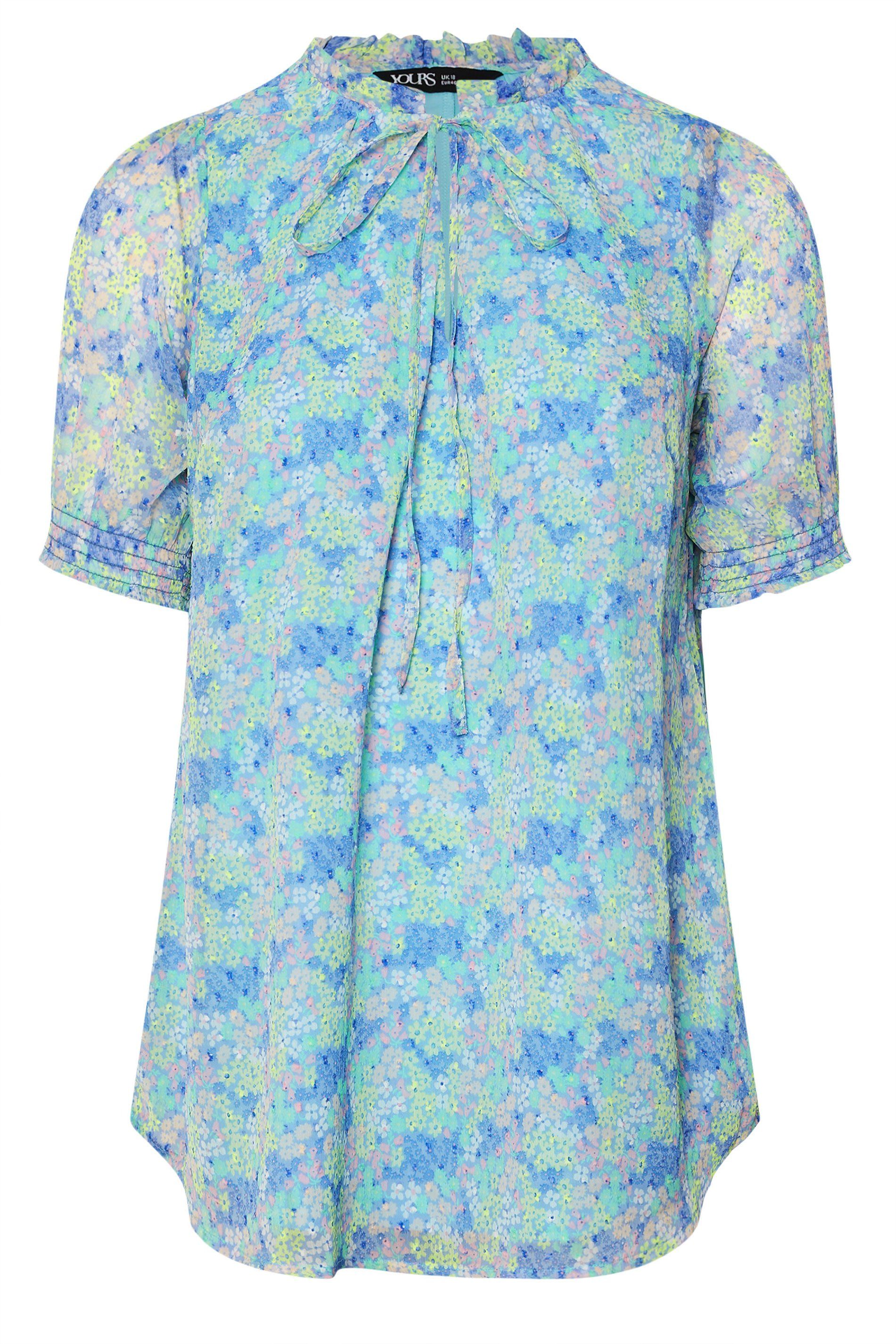 Yours Floral Print Tie Front Blouse