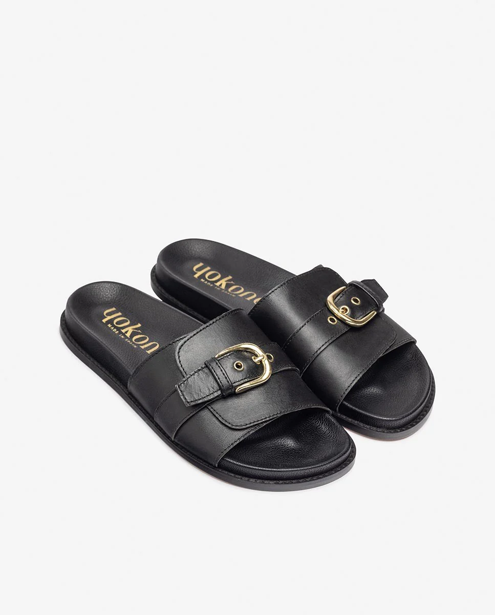 Sandalia plana LEO-301 negro