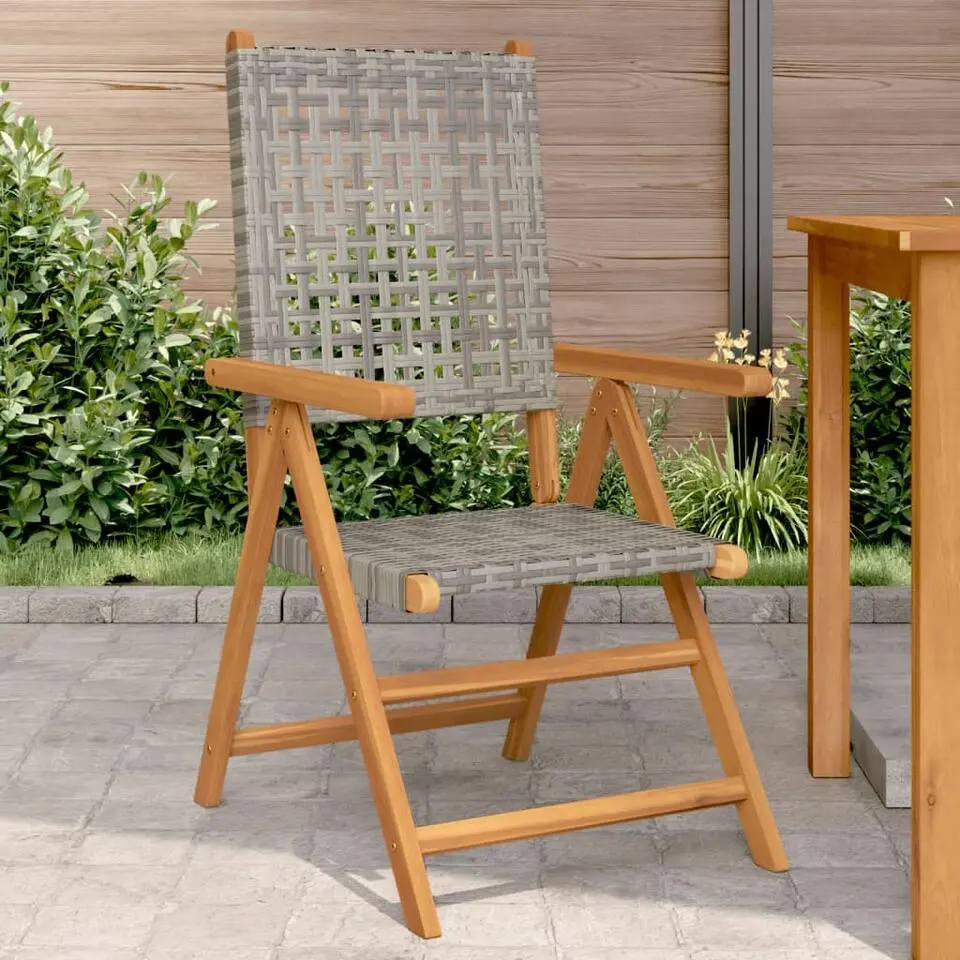 vidaXL - Tuinstoelen - Grijs - Acaciahout en poly rattan - 2 stuks