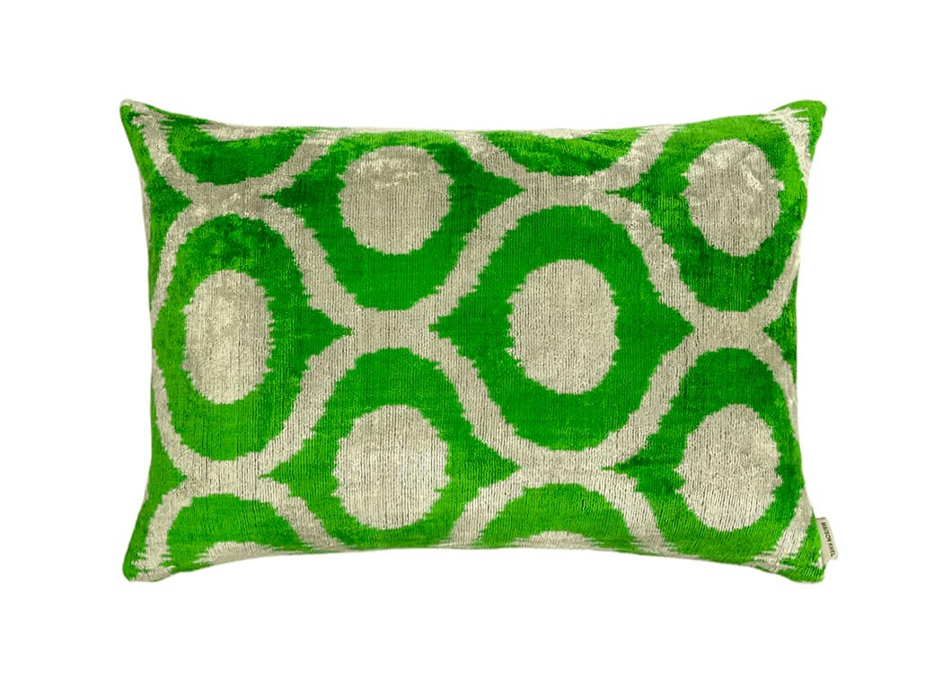 - Housse de coussin velours soie ikat  40x60 vert