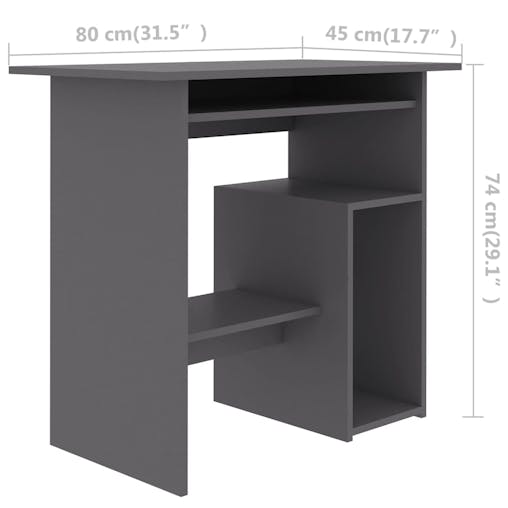 NNEVL Desk Grey 80x45x74 cm Chipboard