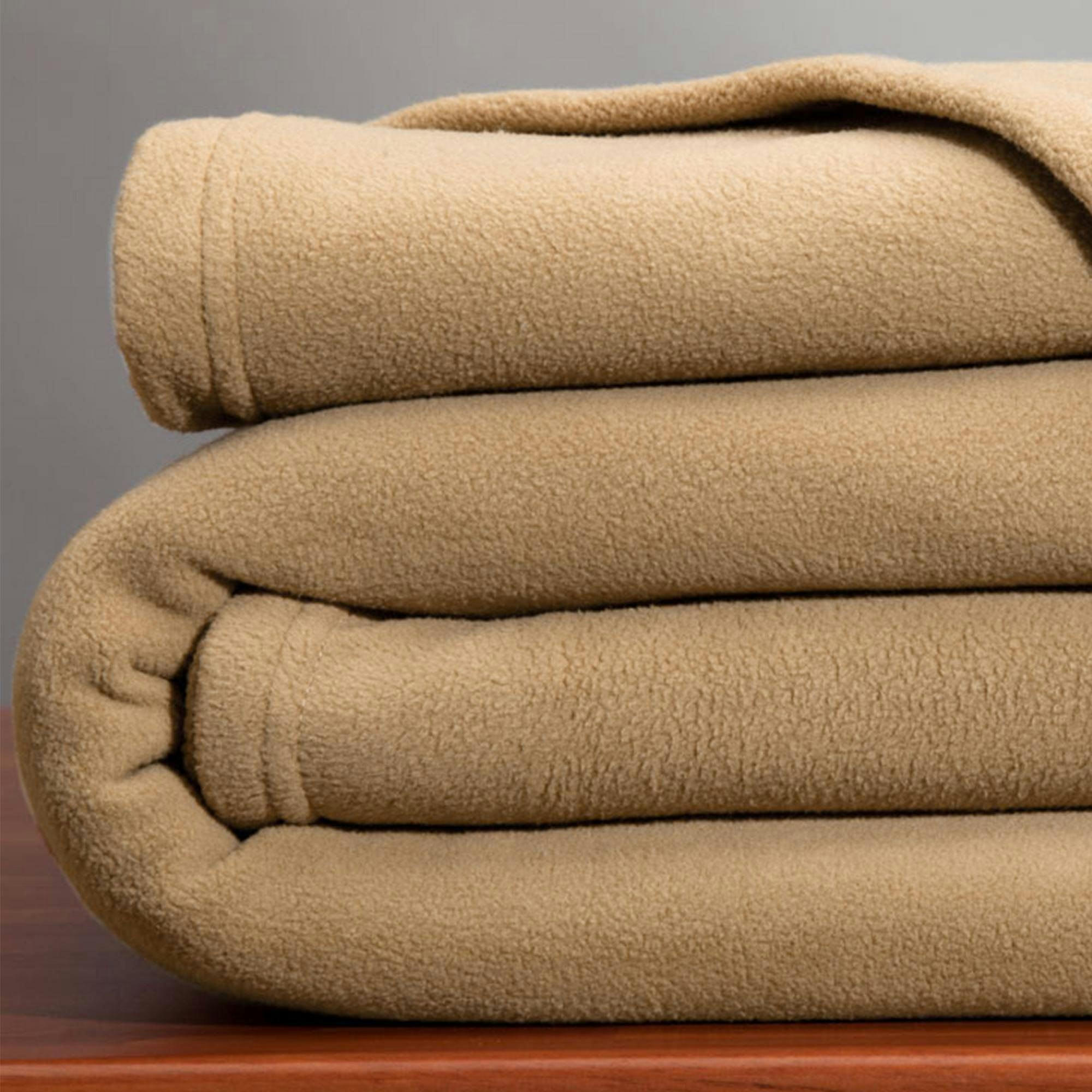 POLAIRE MICROFIBRE UNIE - Couverture tempérée 75x100 beige en polyester