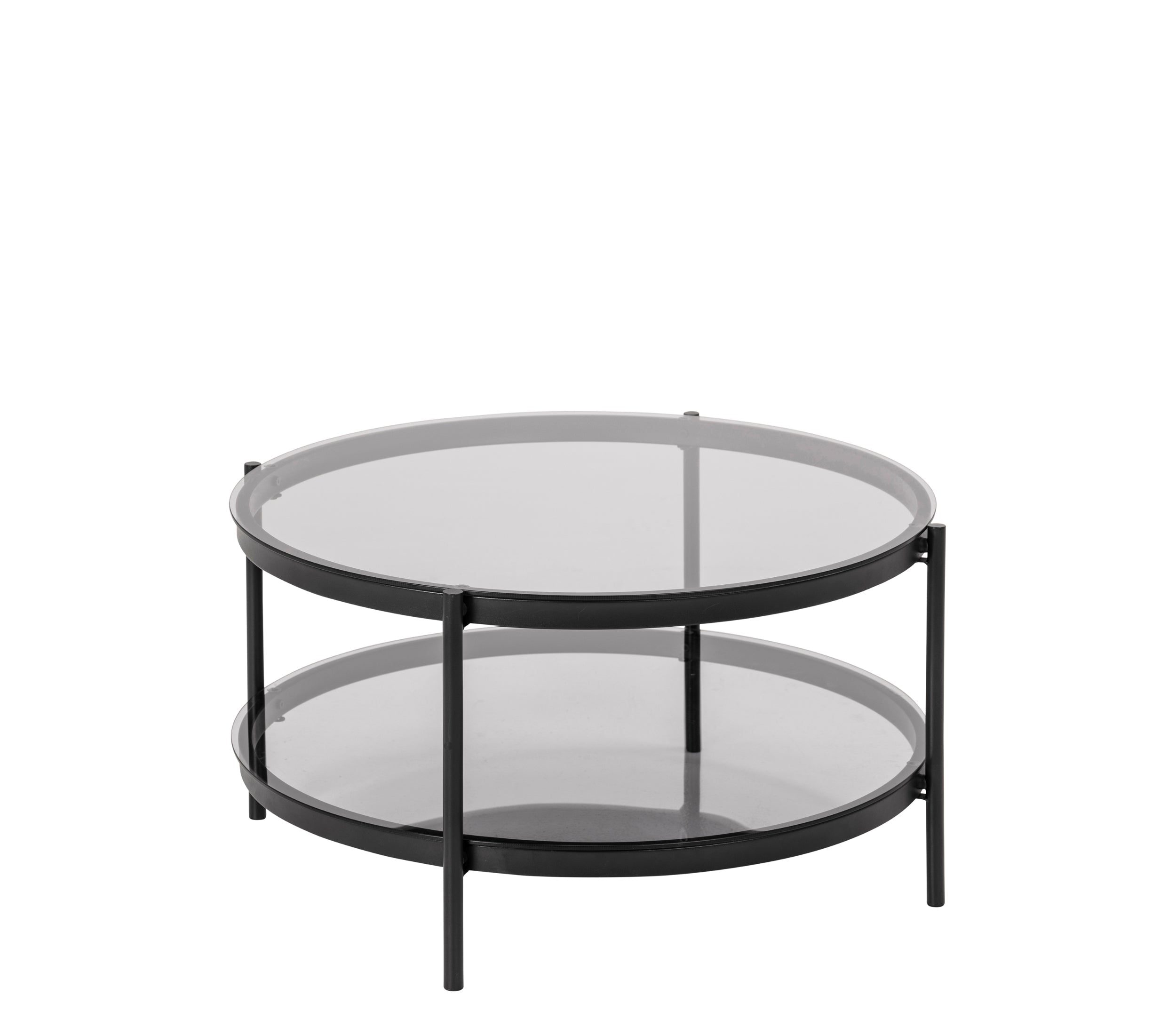 BRAM Salontafel Kastrup - ø79 cm - zwart met Smoked glass