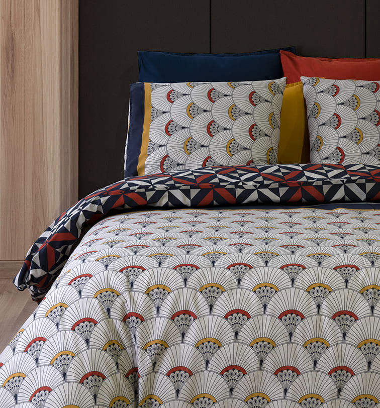 PANKA - Parure housse de couette coton blanc 220x240 cm