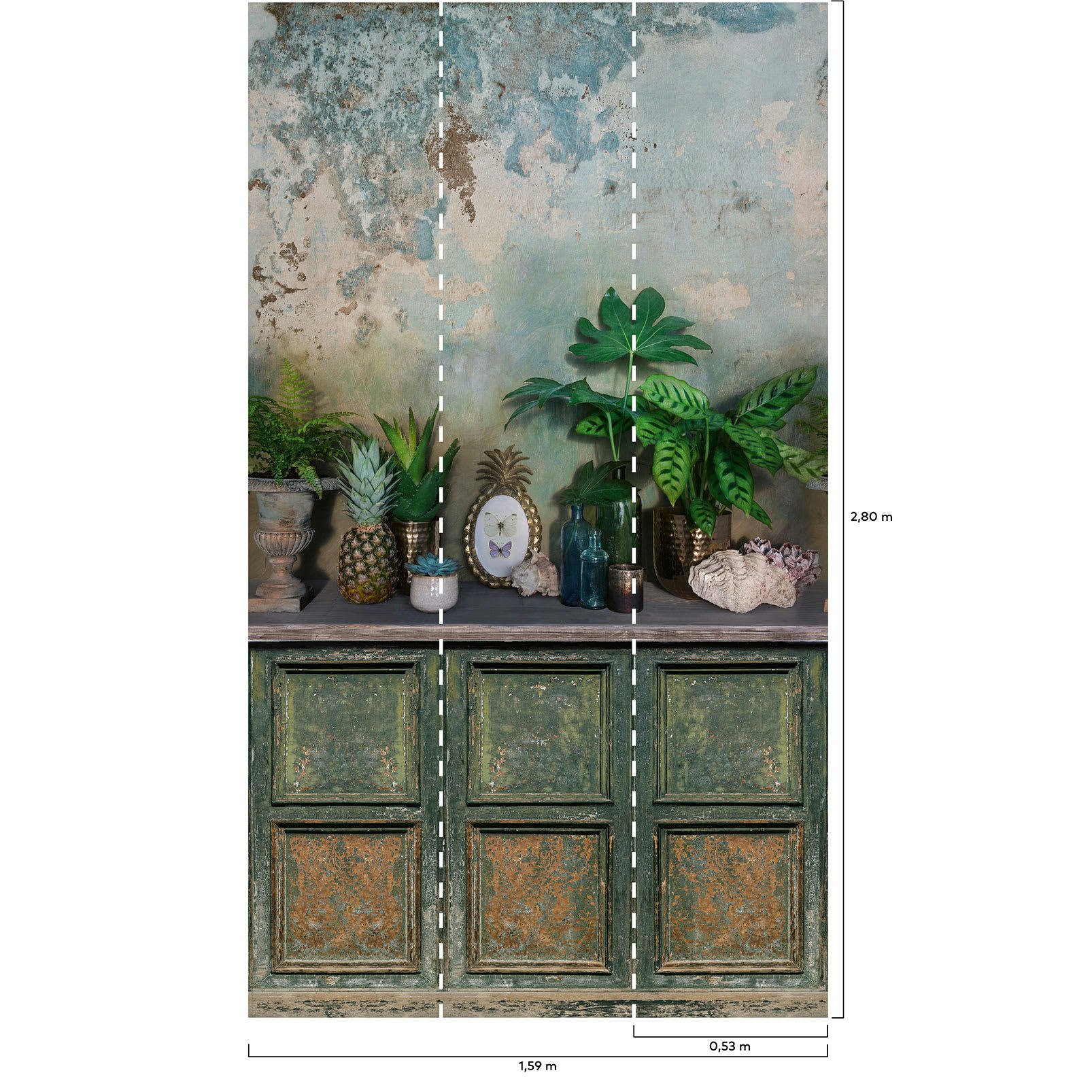 TROMPE OEIL - Papier peint intissé trompe oeil deco vintage 159x280cm