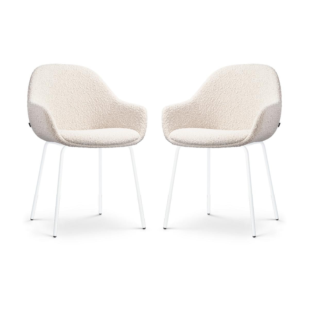 Nolon Nora-Mae Eetkamerstoelen Set van 2 - Bouclé Beige - Witte Poten