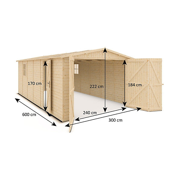 Abri de Jardin KOVER en Bois surface totale 18 m2