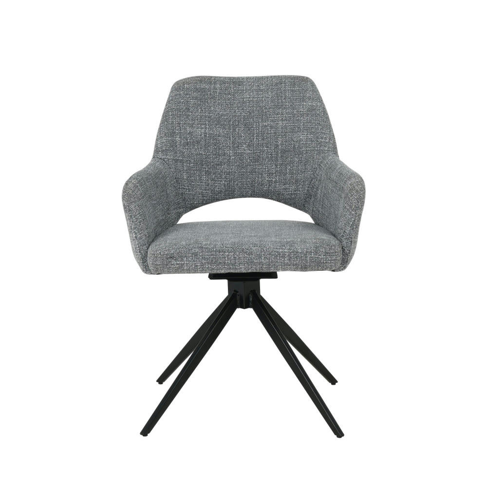 IVAR - Chaise de bureau en tissu et métal gris chiné
