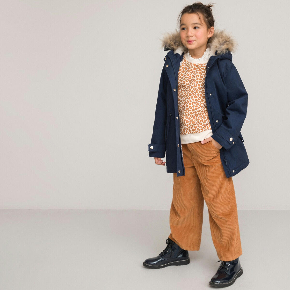 Parka chaude à capuche, doublée maille peluche