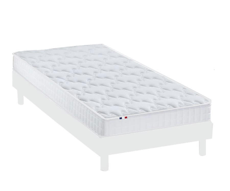 ENSEMBLE KIT AZUR - Ensemble Matelas mémoire de forme Sommier en Kit Blanc 90x190