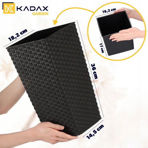 Kadax Donica Doniczka Wkład 18x36cm Wysoka Czarna