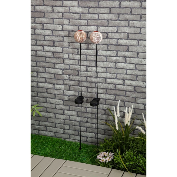 Erdspießleuchte »Bernike«, Ø: 8 cm, weiß/kupfergoldfarben