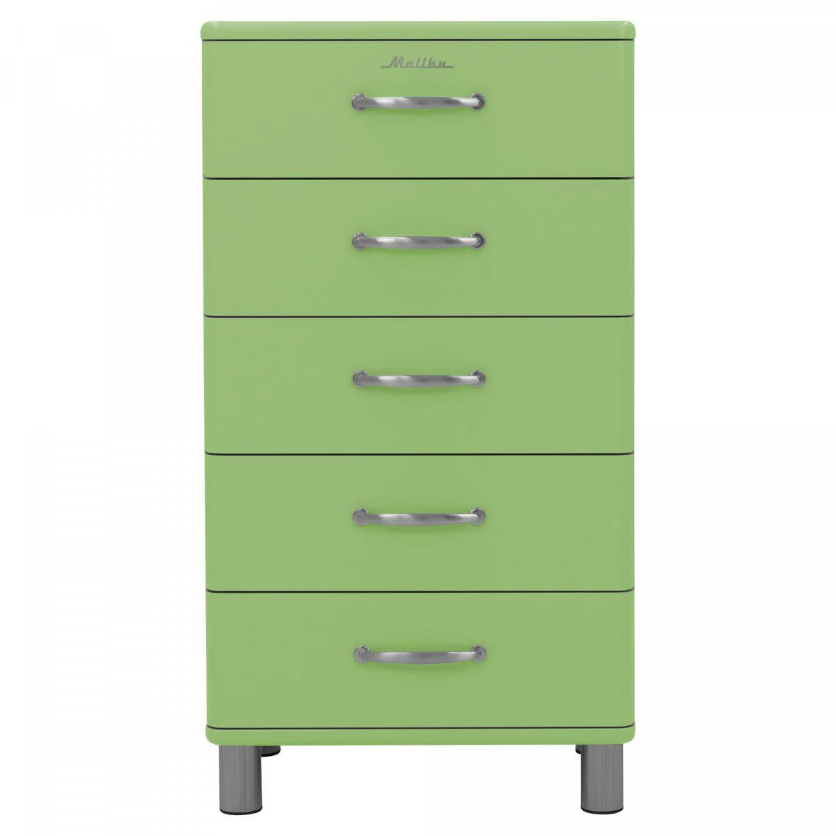 MALIBU - Commode 5 tiroirs style rétro vert