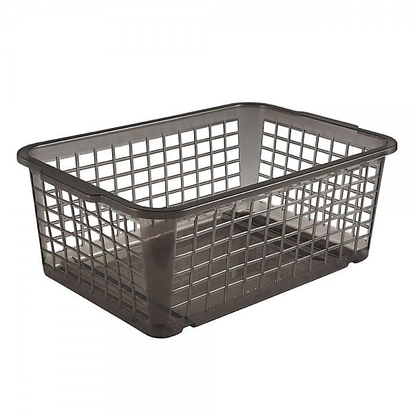 Corbeille de rangement transparente Hauteur 11cm - Gris