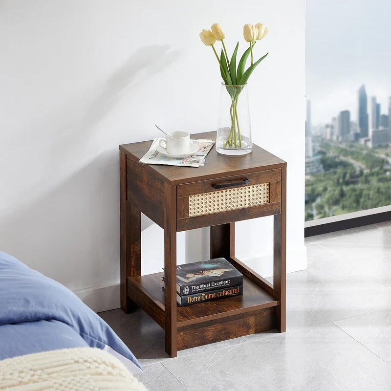 15.75 Wood Nightstand with Storage Drawer End Table living Room