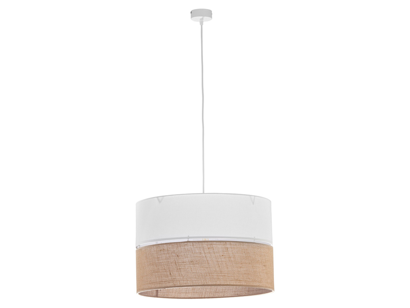 Lampa wisząca Linobianco 3-punktowa tkaninowa biało-brązowa