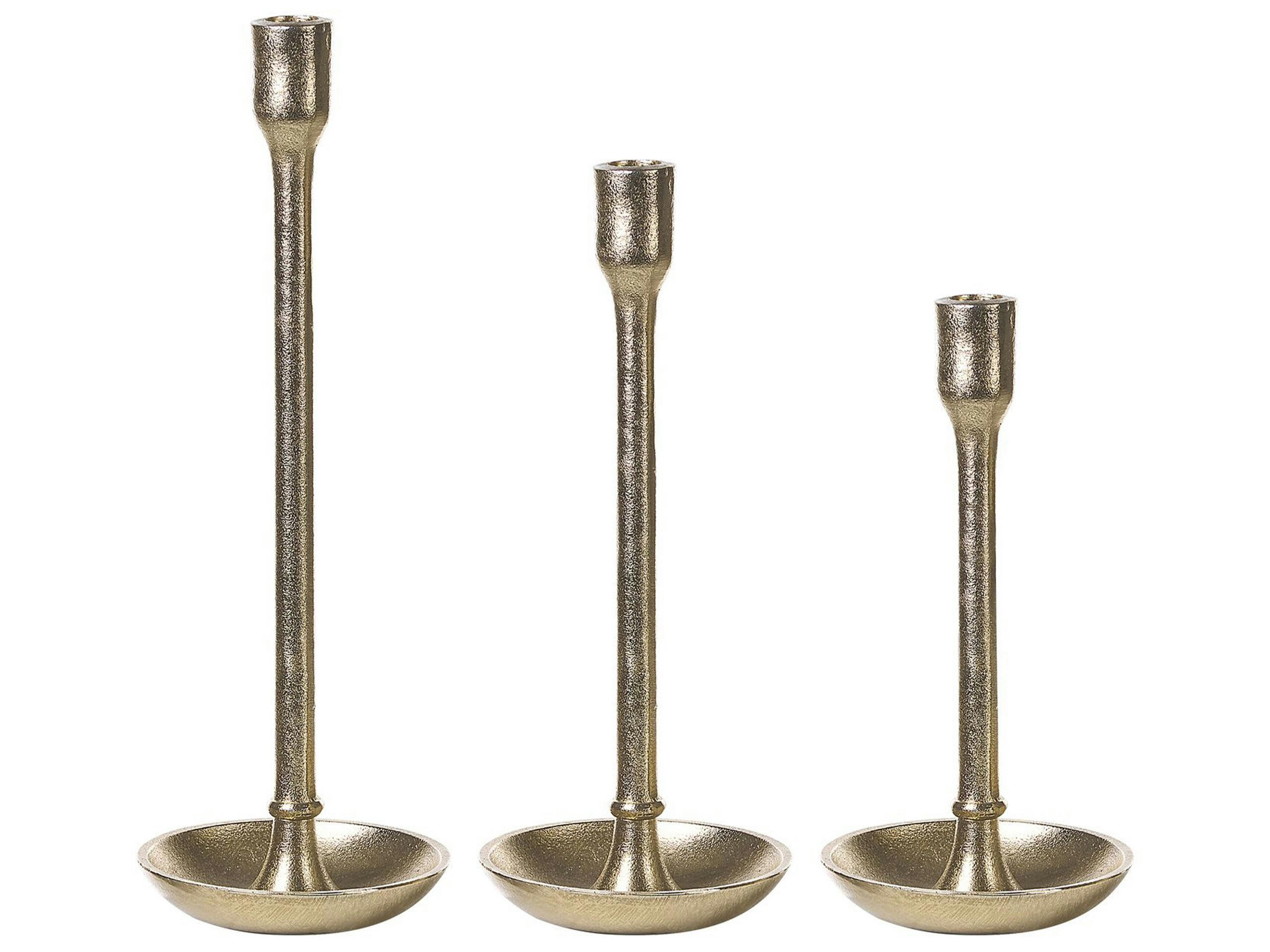 LIWUNG - Lot de 3 bougeoirs dorés 27 33 38 cm