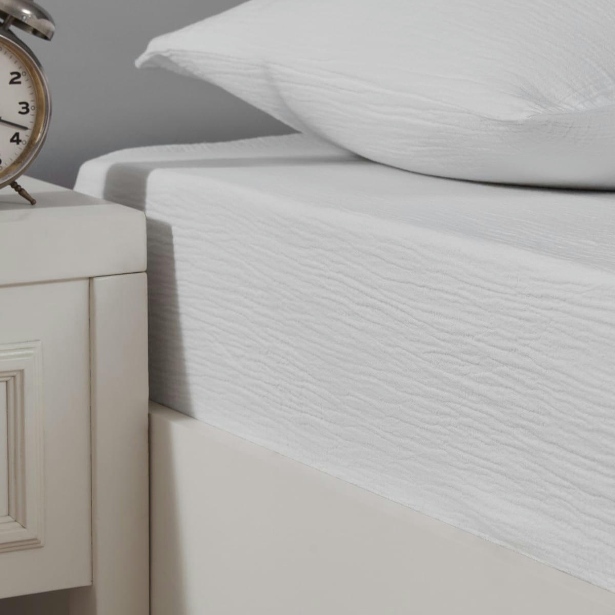 LOFT - Drap housse en gaze de coton bonnet 30 cm  blanc 90x200 cm